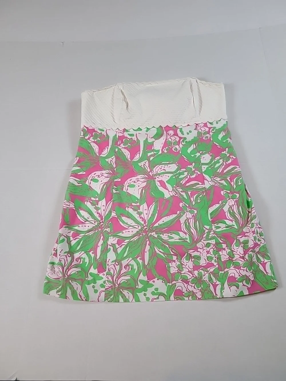SOLD Pulitzer Vintage Strapless Dress With Zip & Back Tie White Textured SOLD - Picture 8 of 13